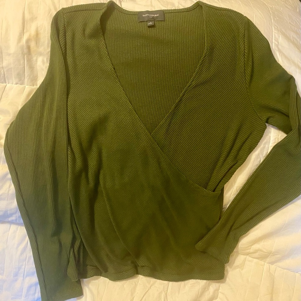 Olive Green Wrap Sweater